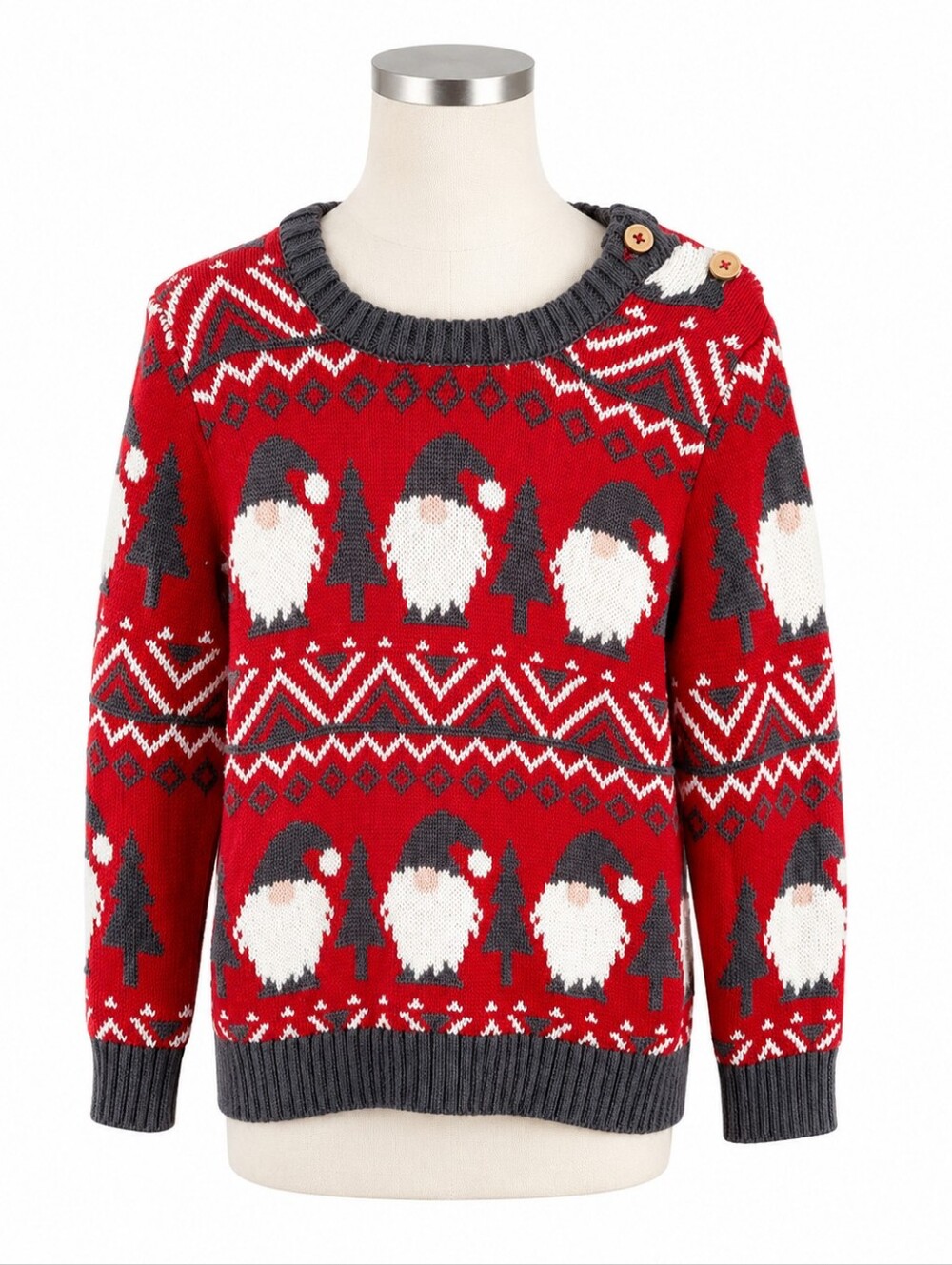 Holiday Time Kids Gnome Sweater 4T NWT Red Grey Christmas Ugly Holiday Knit